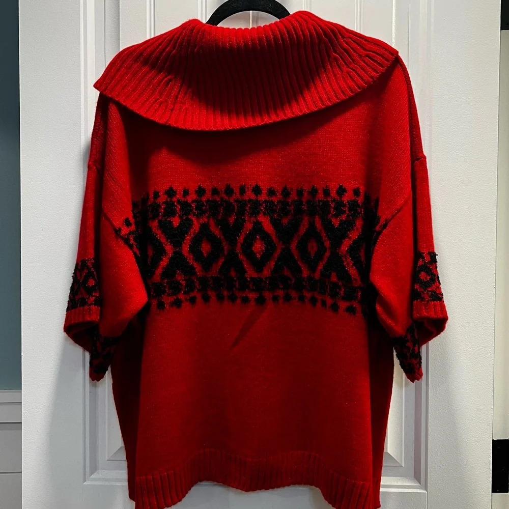 Style & Co Red and Black Short Sleeved Sweater. Size‎ Large. - Picture 5 of 6